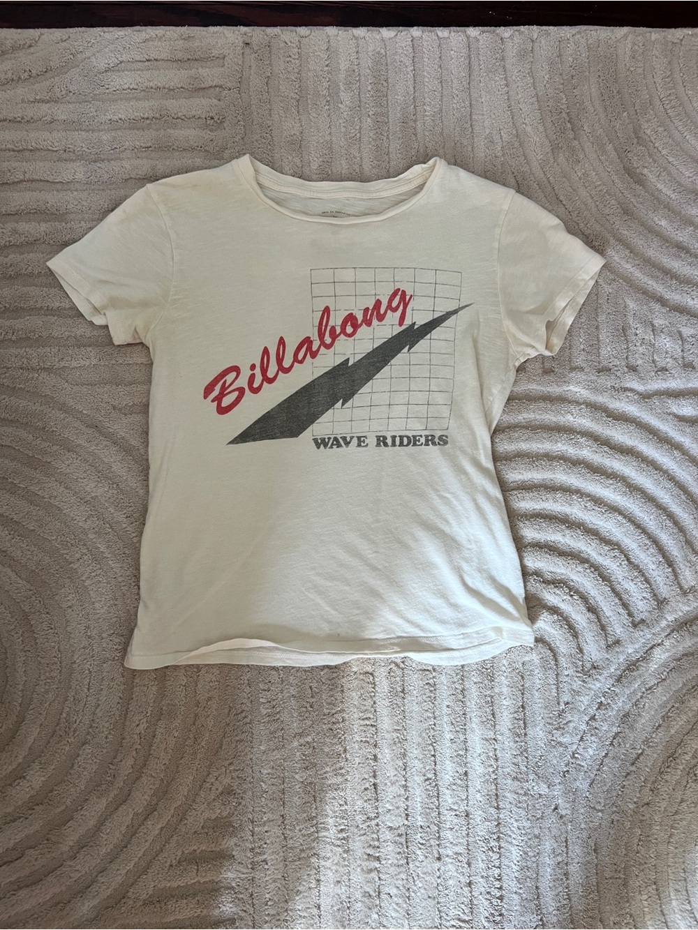 Billabong Cream Tee with Red and Gray Graphic